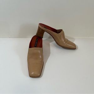 Vintage 80s Sesto Meucci Nude Italian Leather 2" Mules Wms Size 7